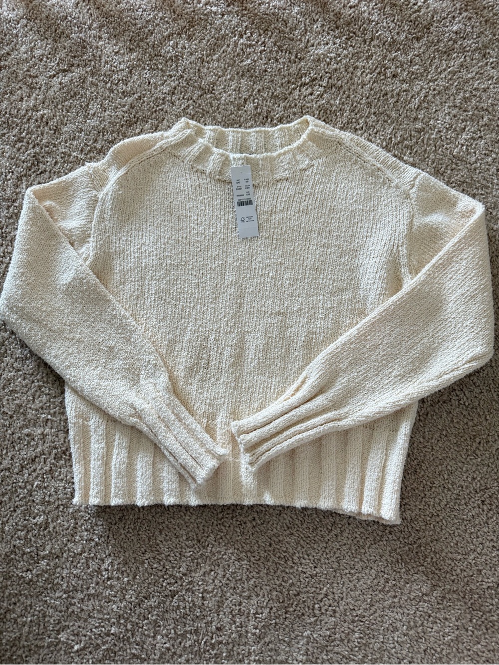 NWT J.Crew Cream Textured Crewneck Sweater